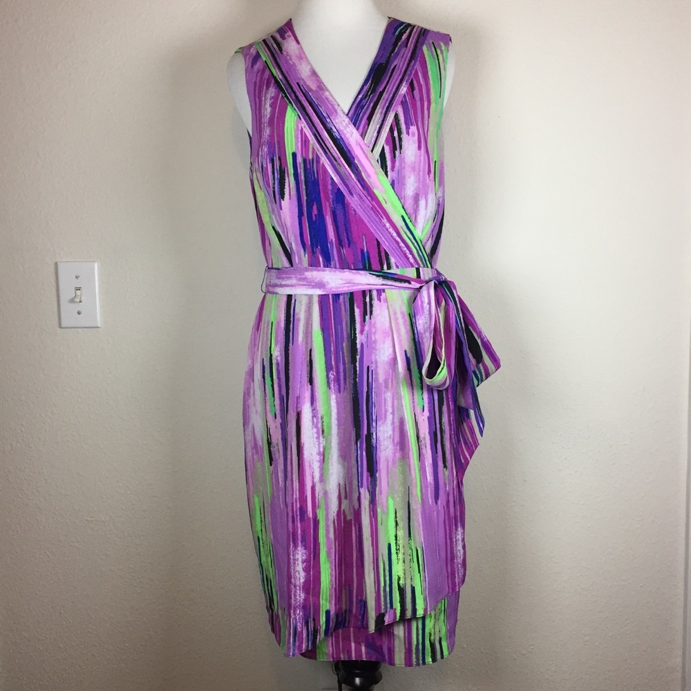 NWT Catherine Malandrino purple green dress 8